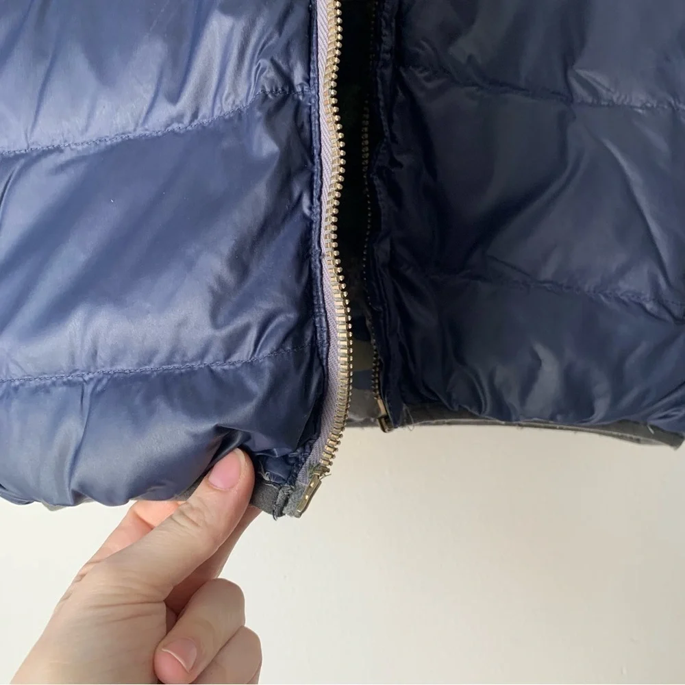 Hanna Anderson Little Boys Reversible Down puffer jacket 120 Camo/Navy